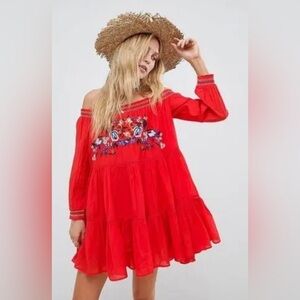 Free People Sunbeams embroidered off the shoulder dress